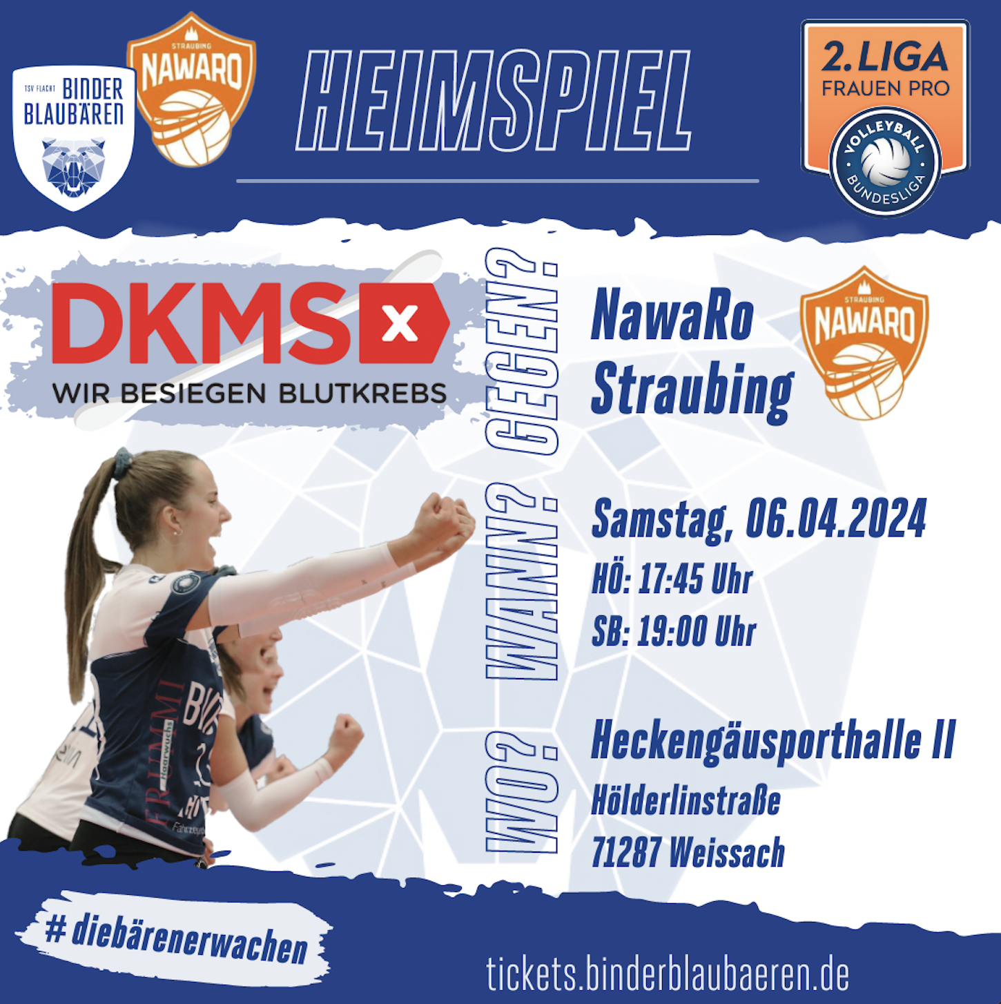 Binder Blaubären TSV Flacht: Heimspiel gegen Nawaro Straubing