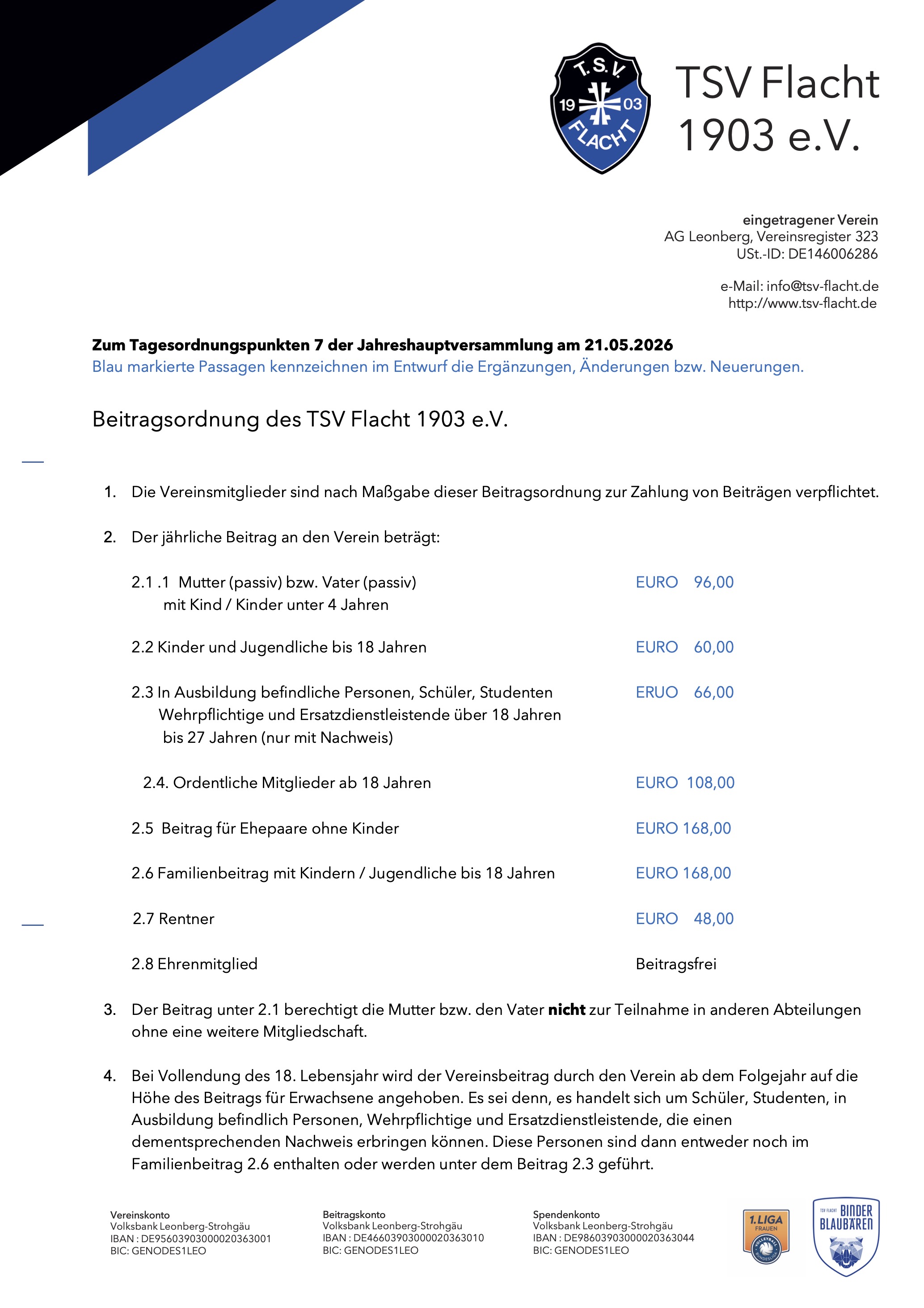 Einladung zur ordentlichen Jahreshauptversammlung 2026