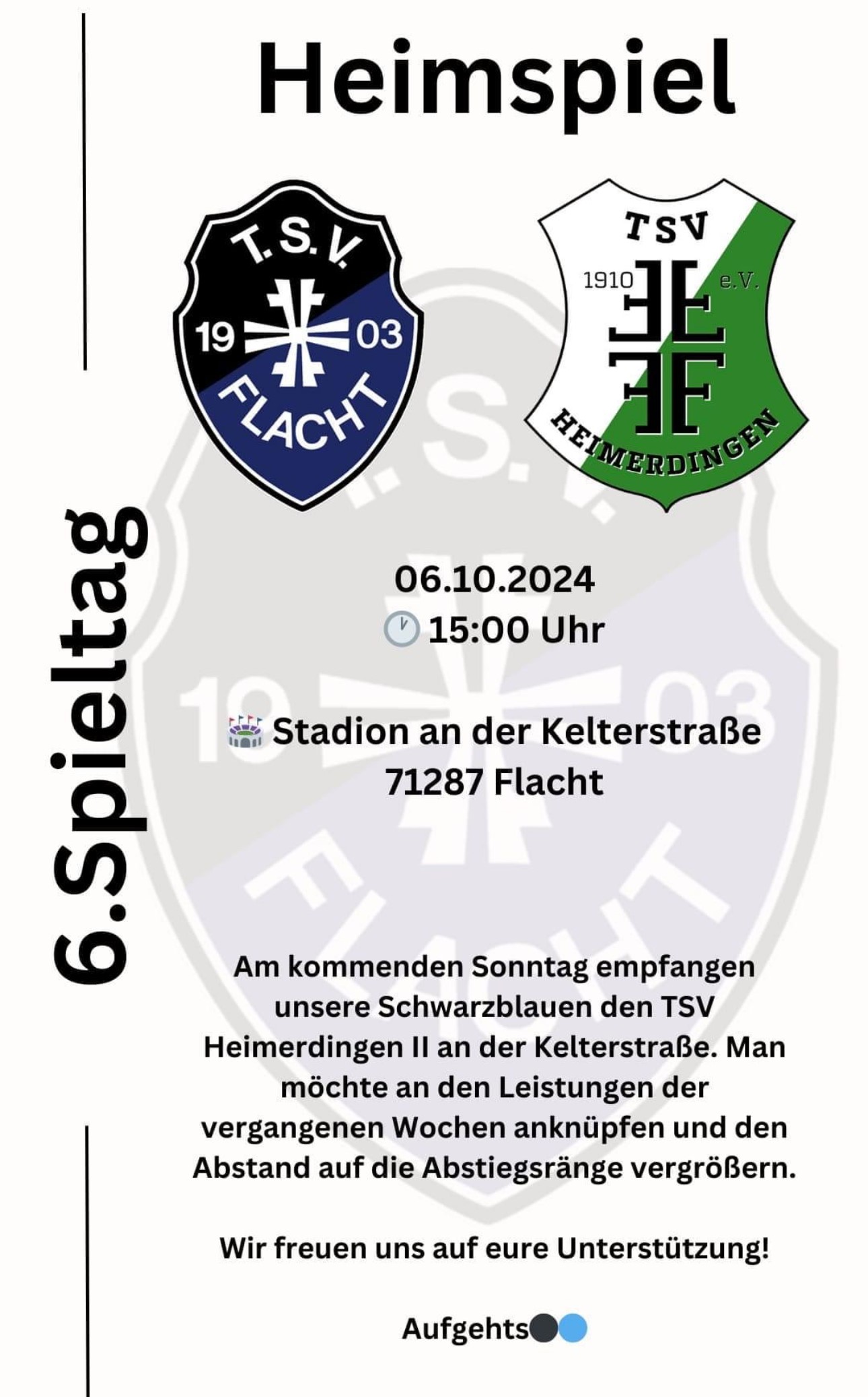 Heimspiel an der Kelterstraße gegen den TSV Heimerdingen II