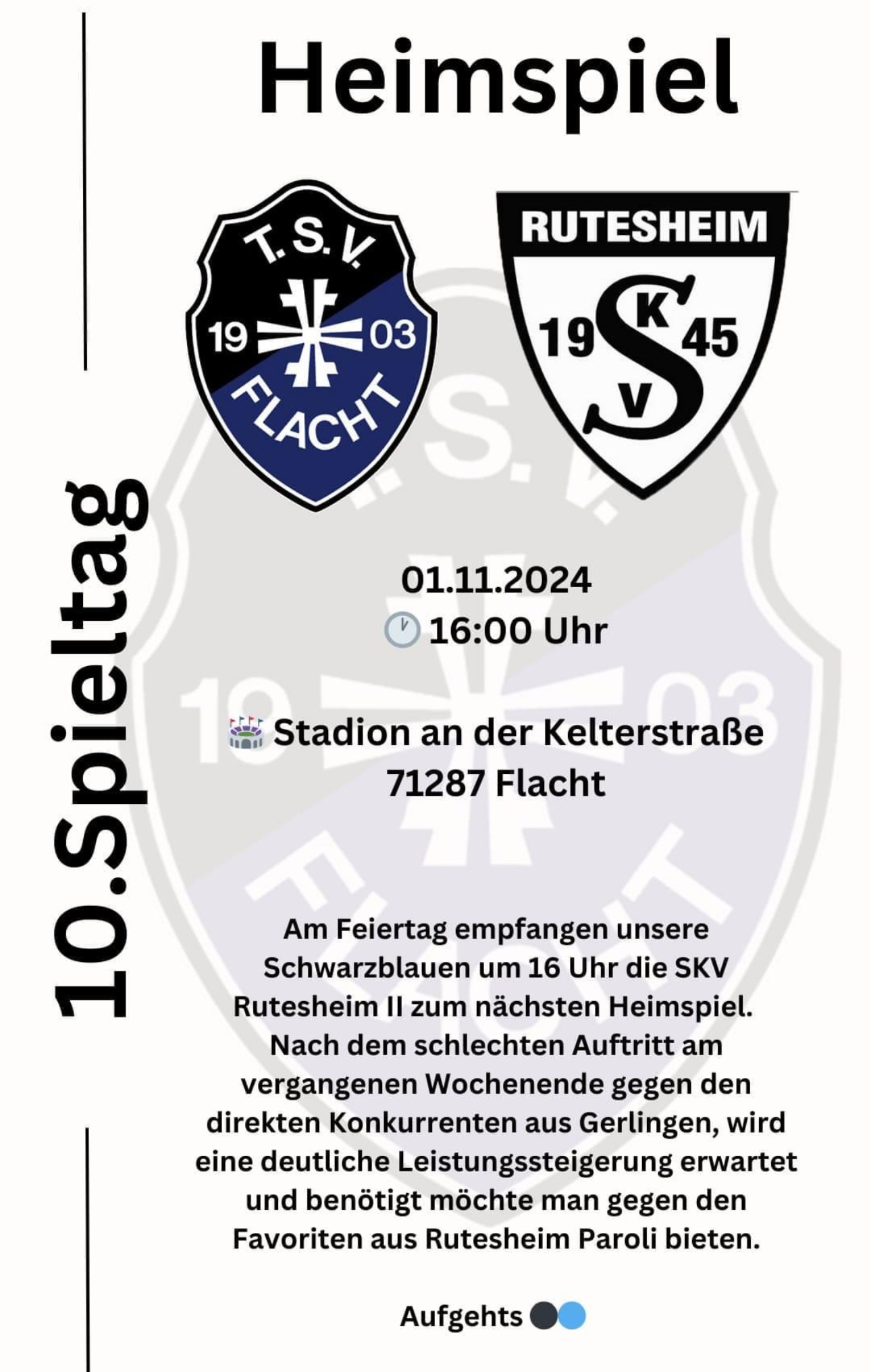 Heimspieltag an der Kelterstraße am 01.11.2024