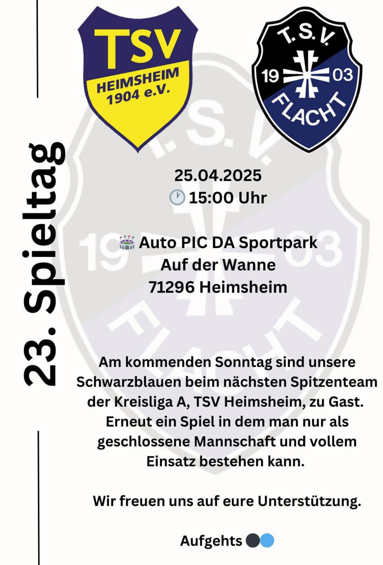 Heute sind unsere schwarz/blauen zu Gast in Heimsheim