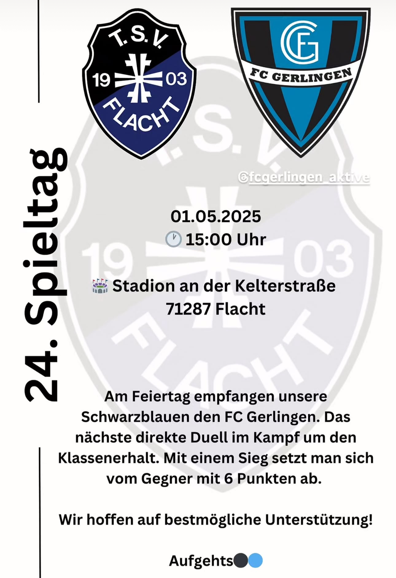 Am 01.05.20205 Heimspiel an der Kelterstraße