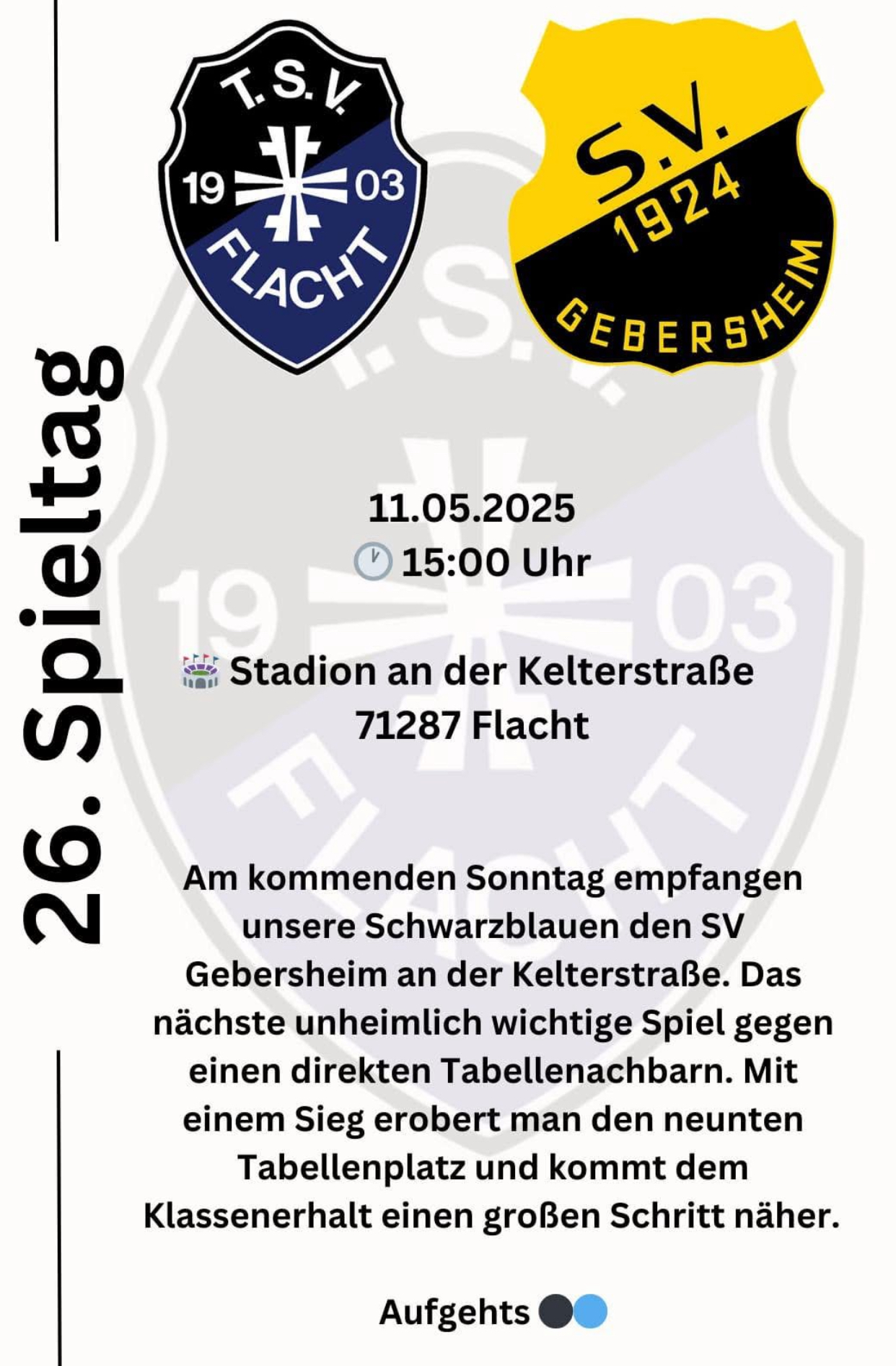 Heimspiel an der Kelterstraße: TSV Flacht - SV Gebersheim