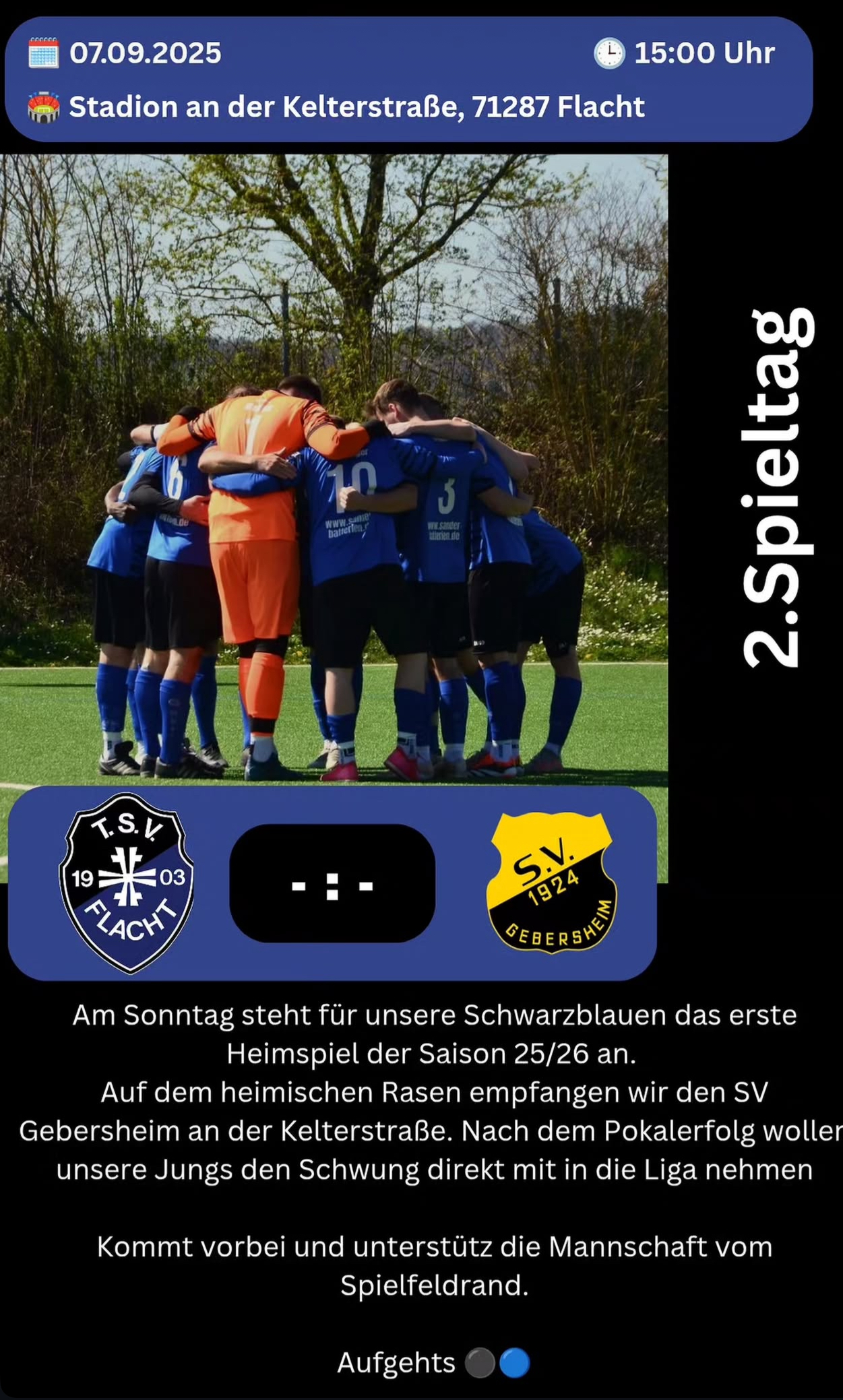 1. Heimspiel an der Kelterstraße Saison 2025/2026