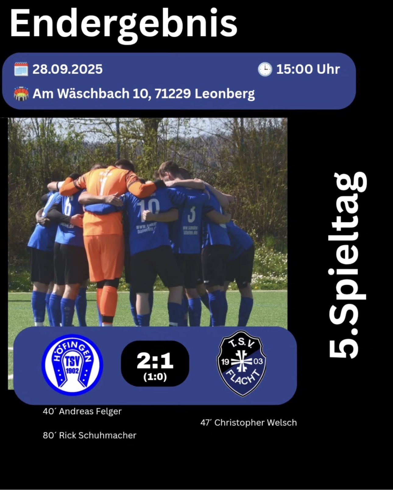 Rückblick von unserem Pressewart Wopfi: TSV Höfingen - TSV Flacht 2:1 (1:0)