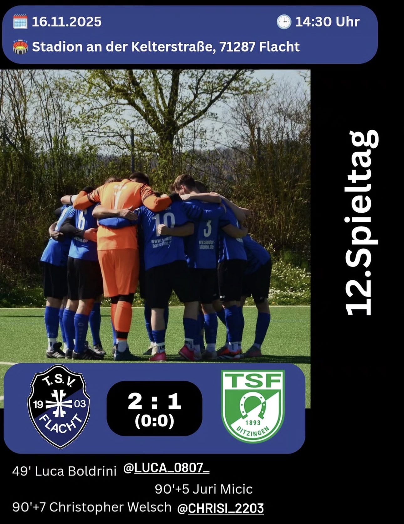 Rückblick von unserem Pressewart Wopfi: TSV Flacht - TSF Ditzingen 2:1 (0:0)