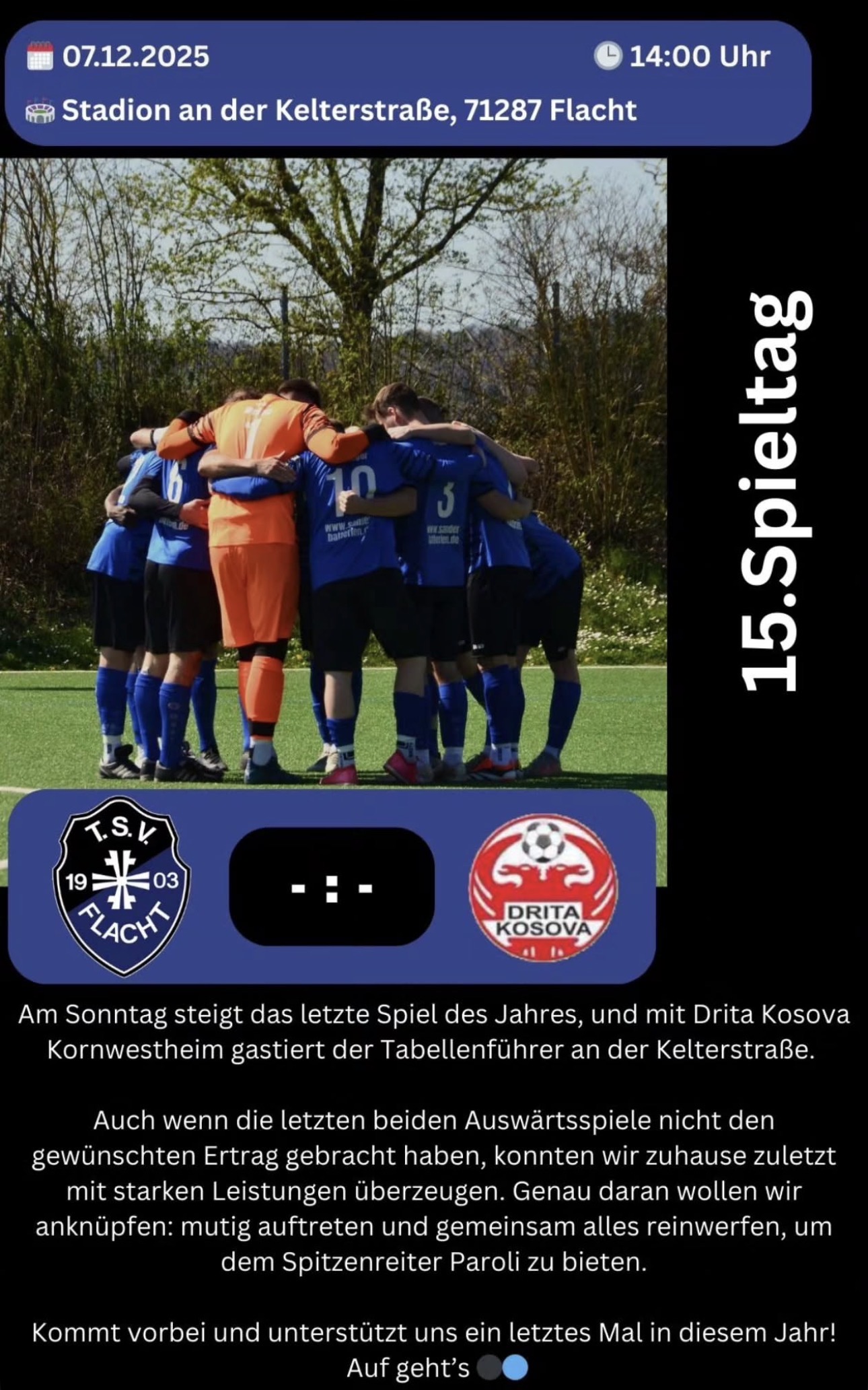 Letztes Heimspiel für 2025 an der Kelterstraße