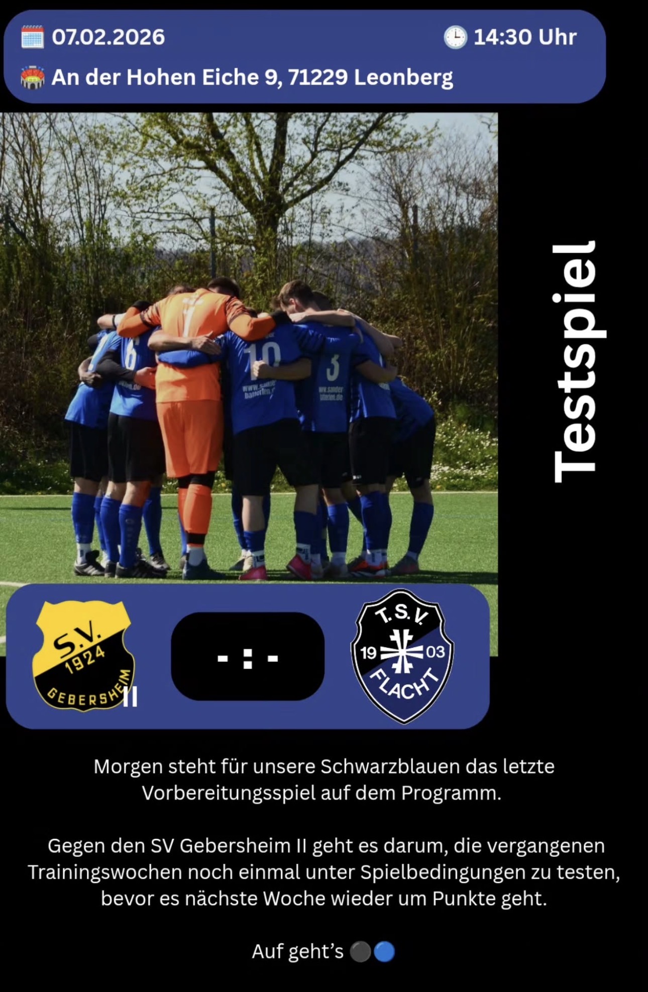 Testspiel in Gebersheim