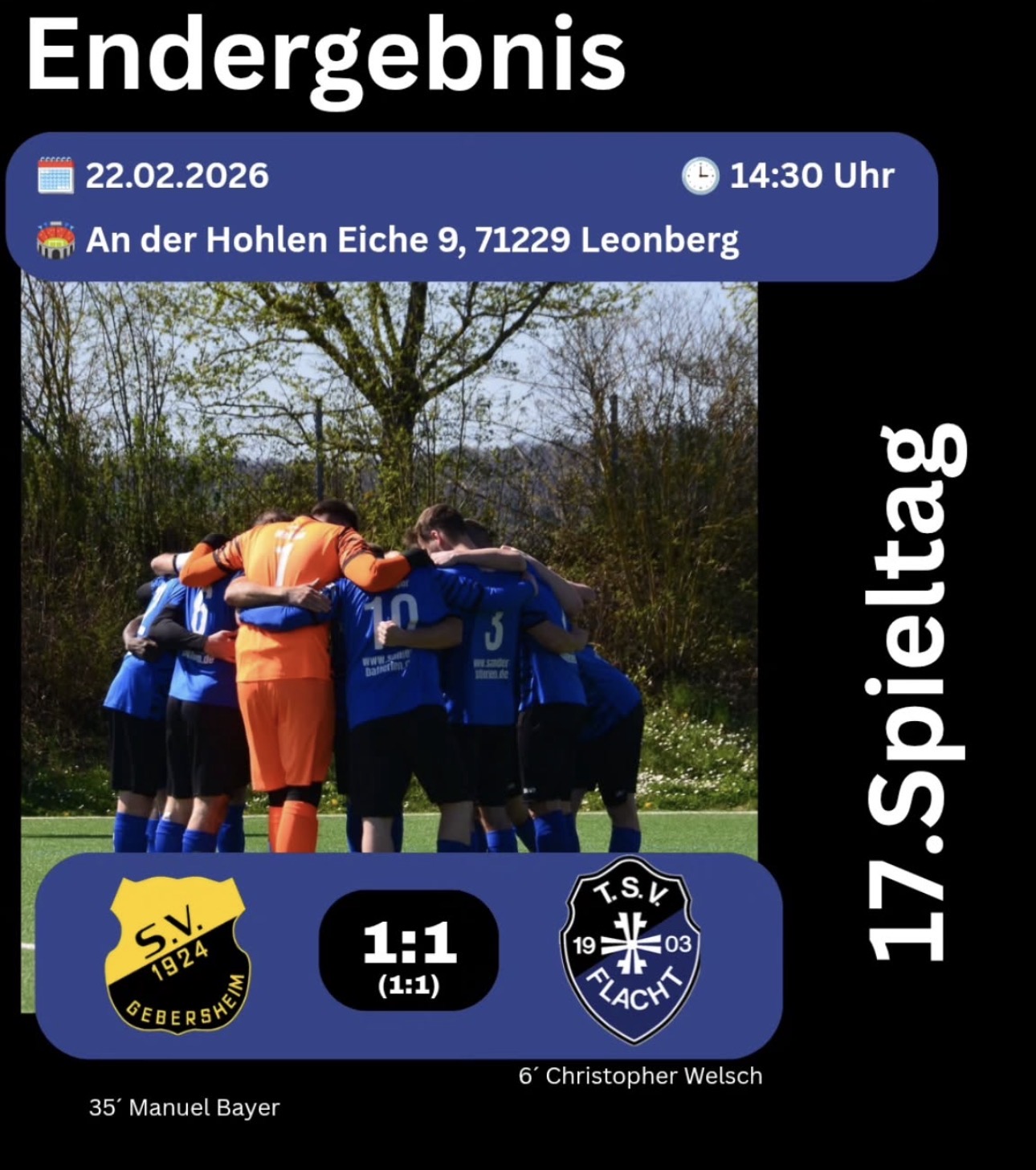 Rückblick von unserem Pressewart Wopfi: SV Gebersheim - TSV Flacht 1:1 (1:1)