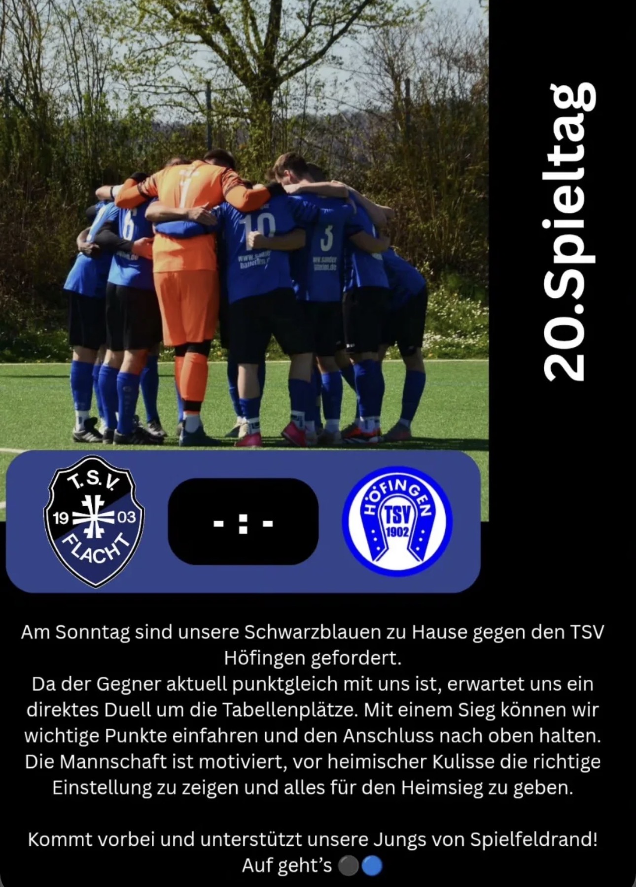 20. Spieltag: Zu Gast ist der TSV Höfingen