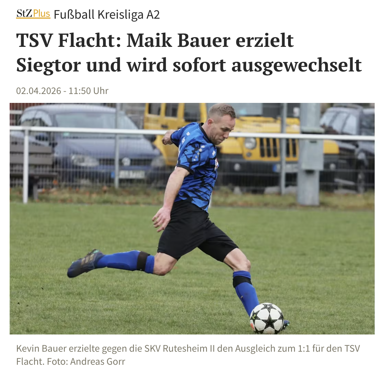 Im Nachholspiel der Fußball-Kreisliga A 2 gewinnt der TSV Flacht mit 2:1 gegen SKV Rutesheim II. Die Bauer-Brüder Maik und Kevin stellen den Sieg der Gastgeber sicher.