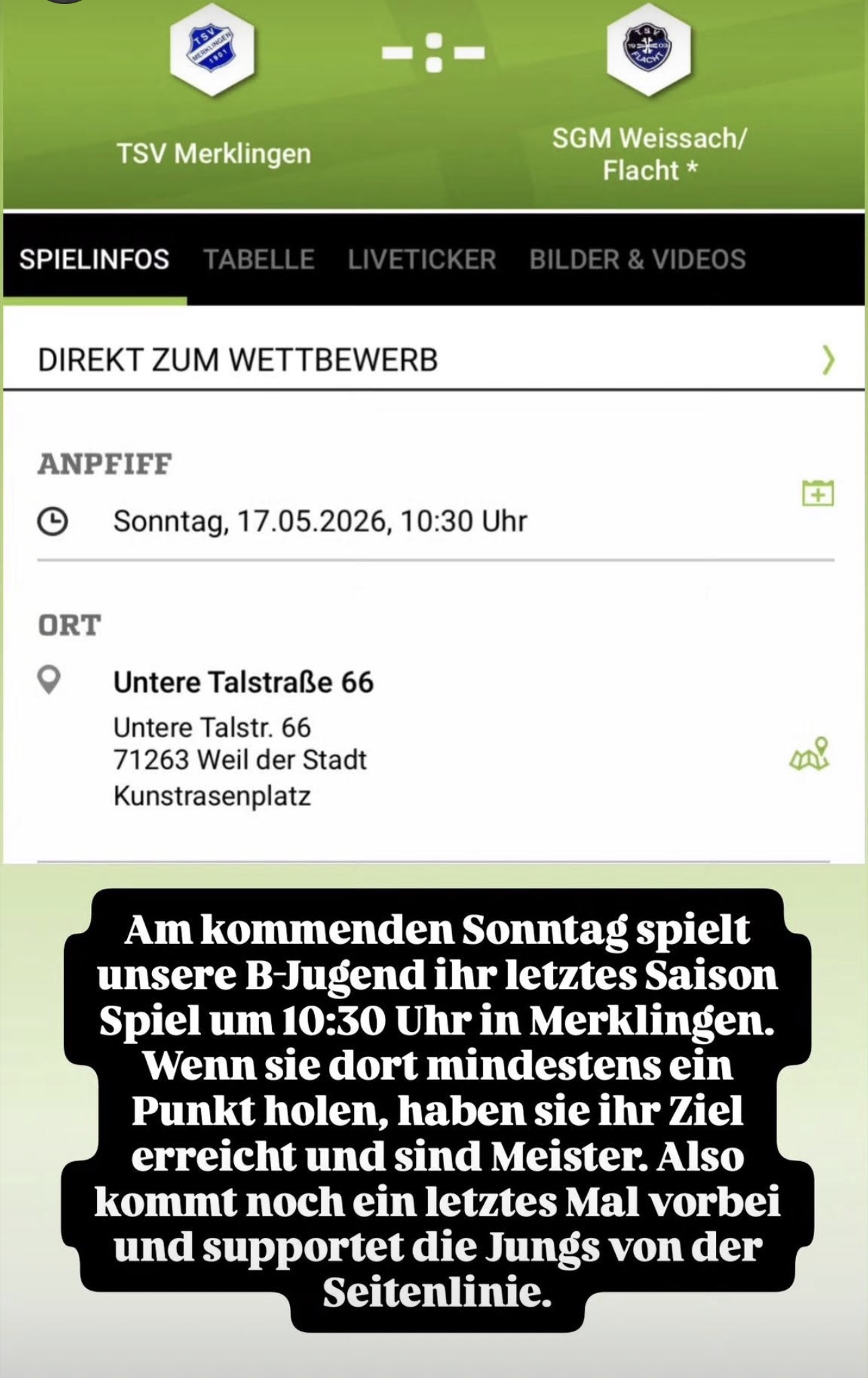 B-Junioren: TSV Merklingen - SGM Weissach/Flacht