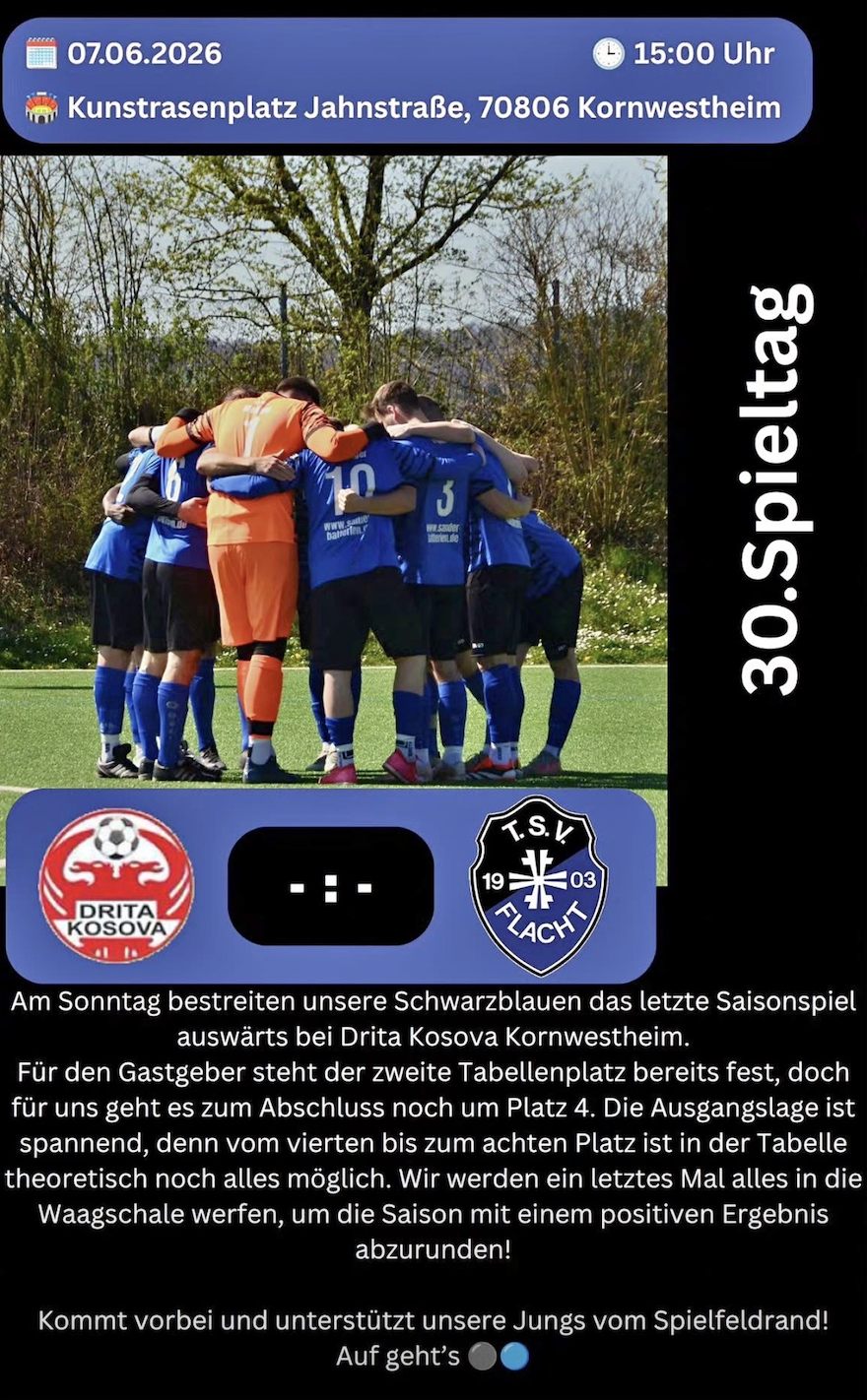 Letztes Spiel der Saison 2025/26 für unsere Schwarzblauen