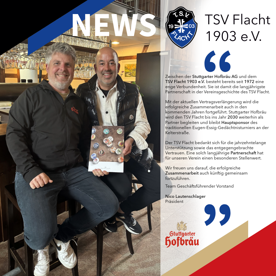 Vertragsverlängerung zwischen dem TSV Flacht und Stuttgarter Hofbräu