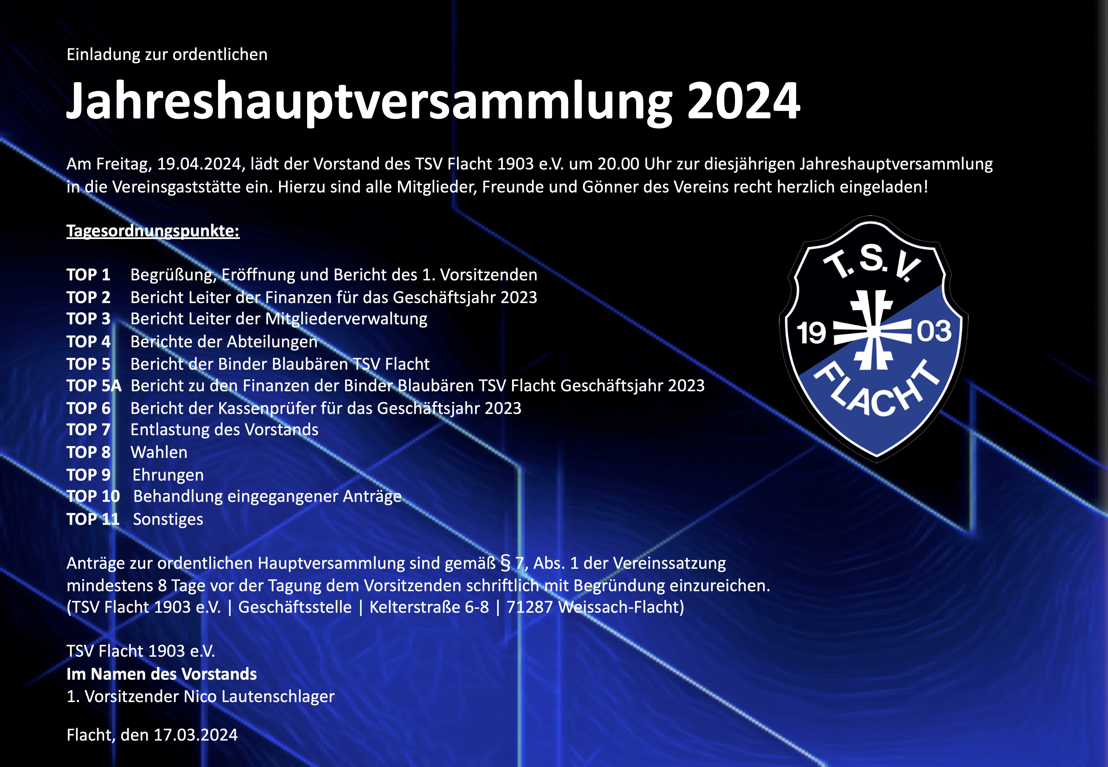 Jahreshauptversammlung 2024