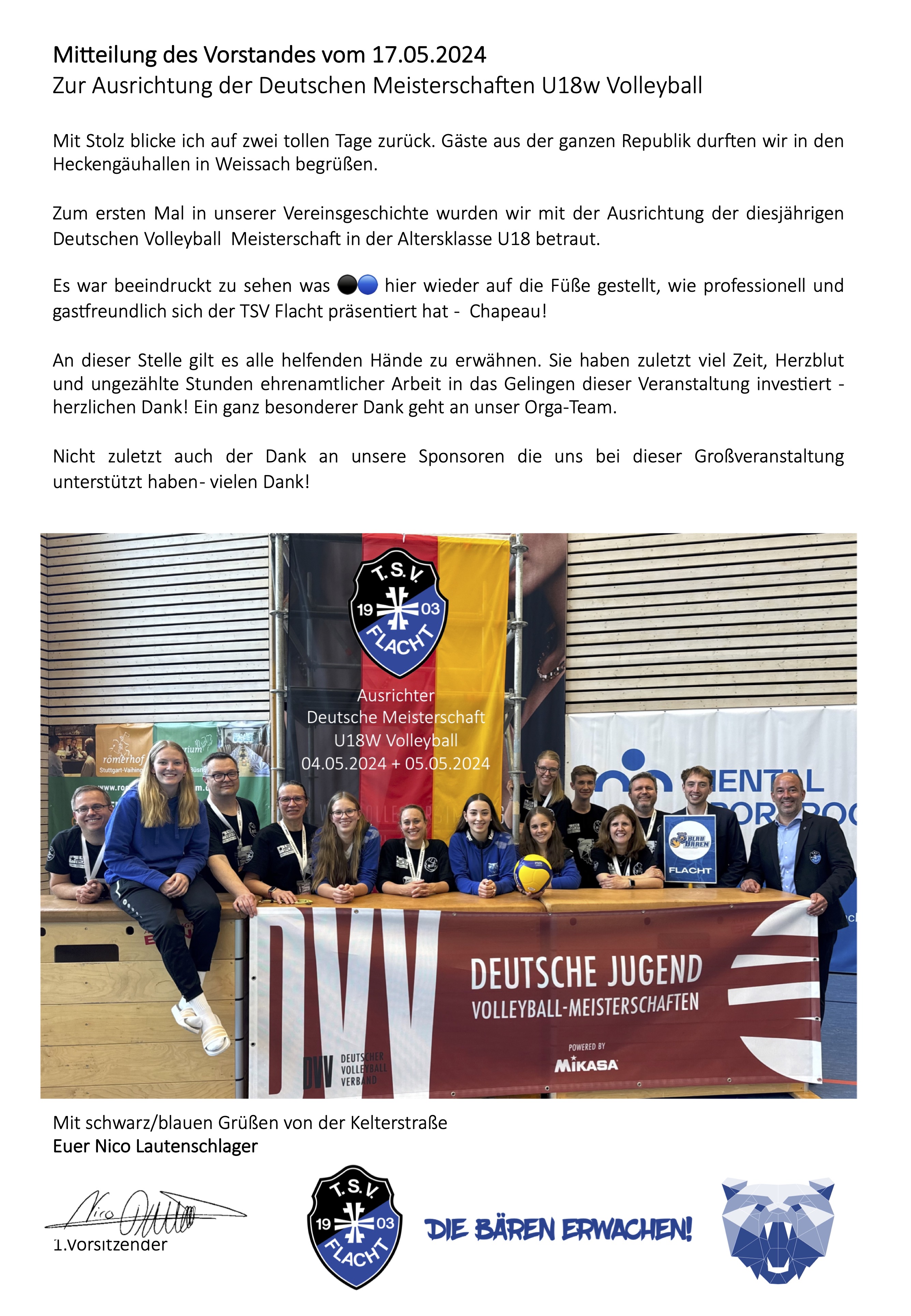 Mitteilung des Vorstandes vom 17.05.2024  