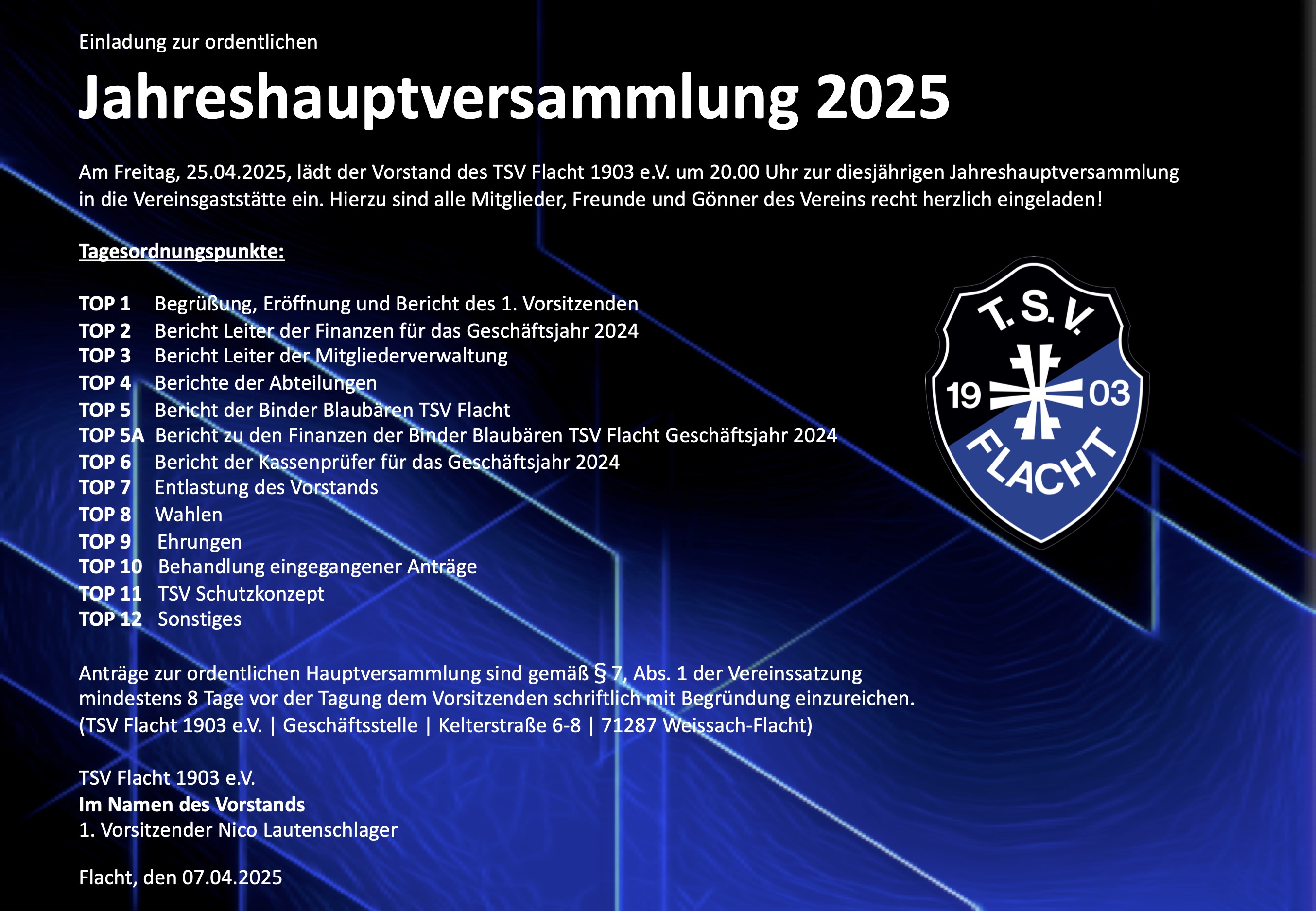 Jahreshauptversammlung 2025