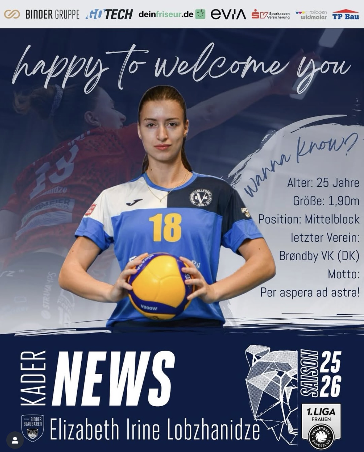 News der Binder Blaubären TSV Flacht: WELCOME LIZZY