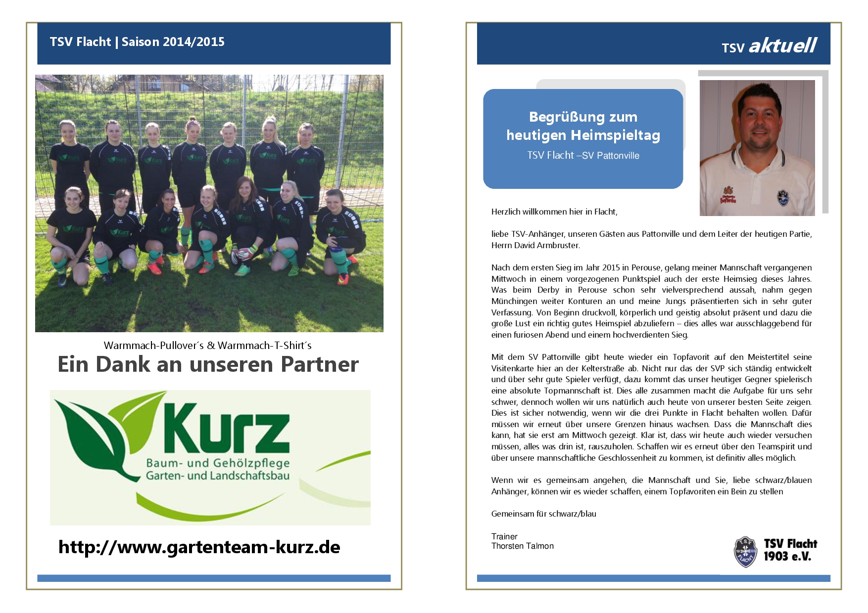 2015 04 26 Sondereinlage Sportplatzblätte 11. Heimspiel SV Pattonville 001