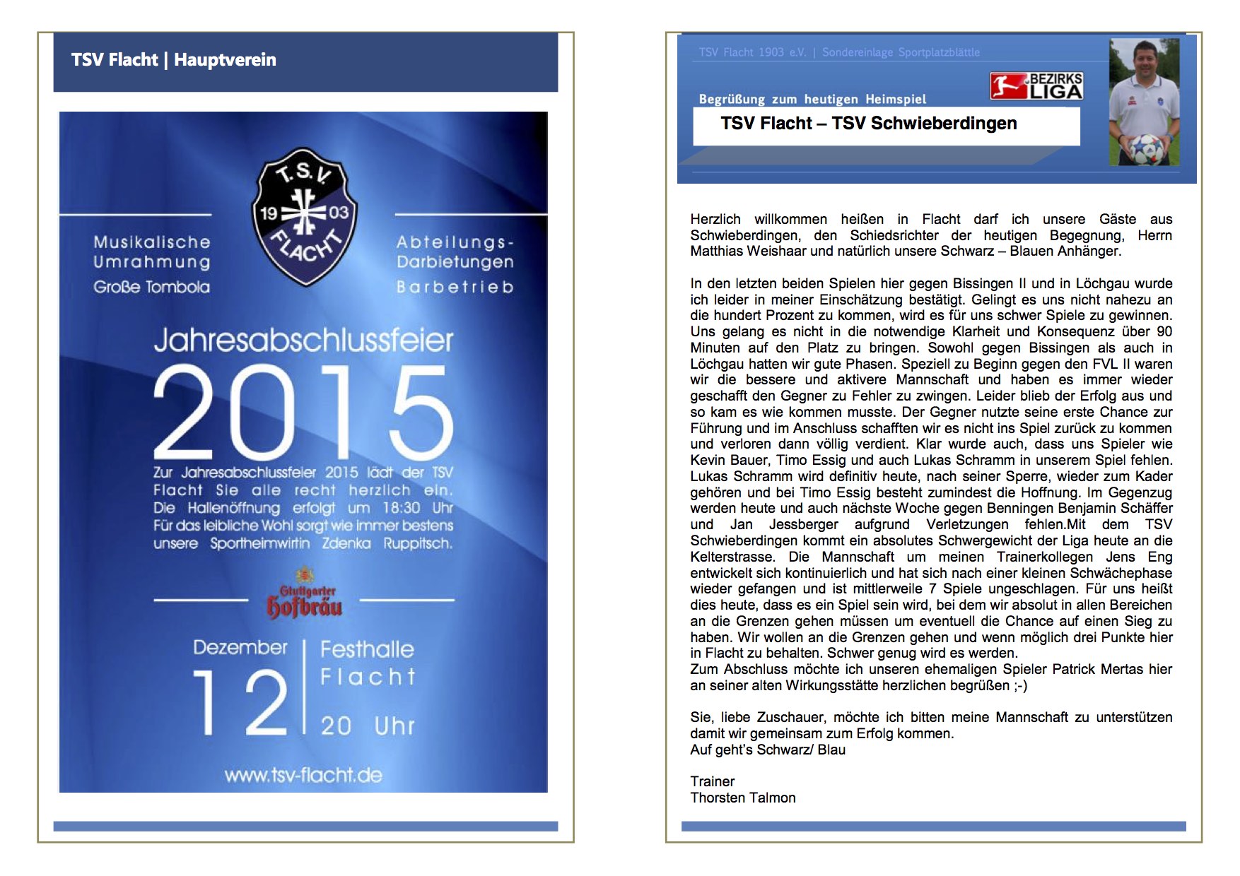 2015 11 29 Sondereinlage Sportplatzblätte 8. Heimspiel Schwieberdingen.1.Kopie