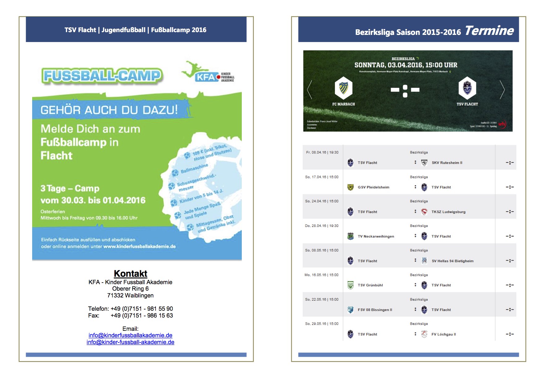 2016 03 24 Sondereinlage Sportplatzblätte 11. Heimspiel Merklingen.2
