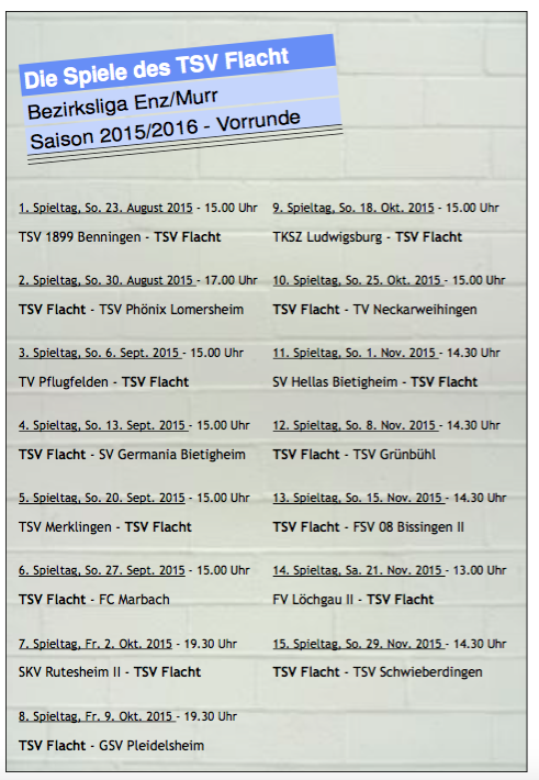 Spielplan Vorrunde 20152016